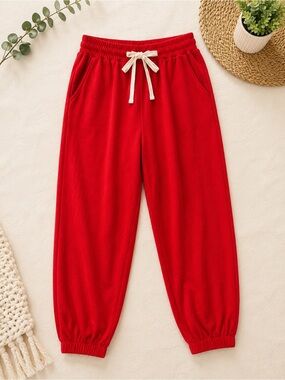 Automet Red Jogger Sweatpants Women’s XL Drawstring Elastic Waist Casual Lounge
